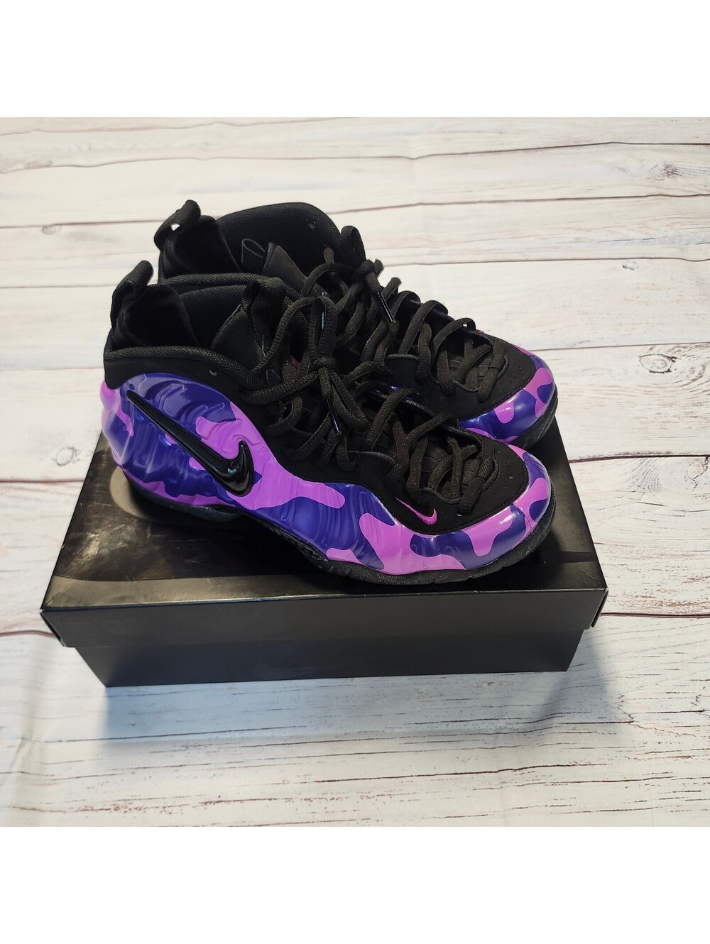Nike Air Foamposite Pro Purple Camo Basketball Shoes Size 8